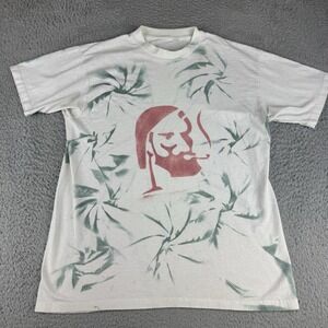 Vintage 80s Smoking Santa T Shirt Single Stitch All Over Print Art Punk Rare M